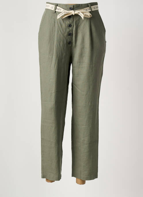 Pantalon chino tissage popeline taille normale vert LE TEMPS DES CERISES femme