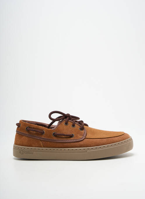 Baskets nubuck bout rond marron NATURAL WORLD homme