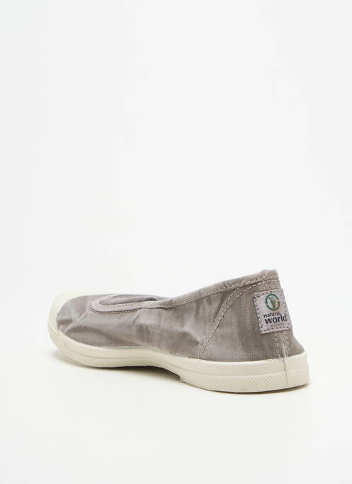 Ballerines bout rond talon plat jusqu'à 3cm gris NATURAL WORLD femme