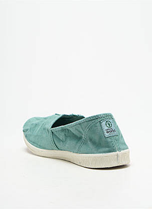 Slip ons bout rond talon plat jusqu'à 3cm vert NATURAL WORLD femme