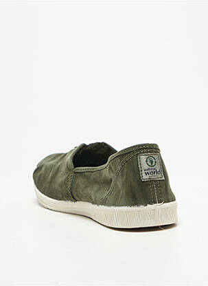 Slip ons bout rond talon plat jusqu'à 3cm vert NATURAL WORLD femme