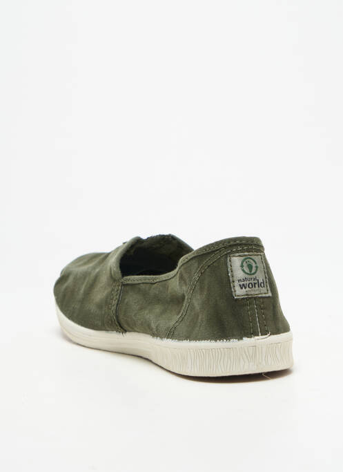 Slip ons bout rond talon plat jusqu'à 3cm vert NATURAL WORLD femme