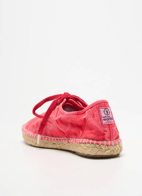 Espadrilles fermeture lacets talon plat jusqu'à 3cm rose NATURAL WORLD femme