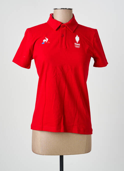 Polo fermeture boutonnée sur le devant manches courtes rouge LE COQ SPORTIF femme