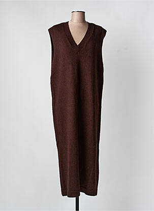 Robe pull coupe droite sans manche marron MINIMUM femme
