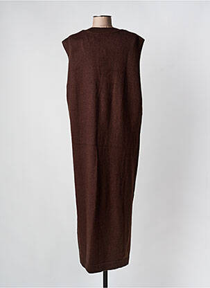 Robe pull coupe droite sans manche marron MINIMUM femme