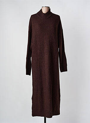 Robe pull col col montant manches longues marron MINIMUM femme