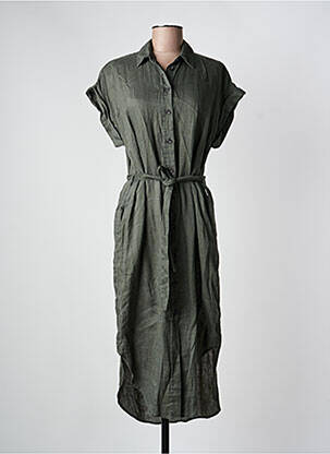 Robe mi-longue tissage crêpe manches courtes gris ECOALF femme