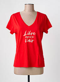 T-shirt col v manches courtes rouge I.CODE (By IKKS) femme