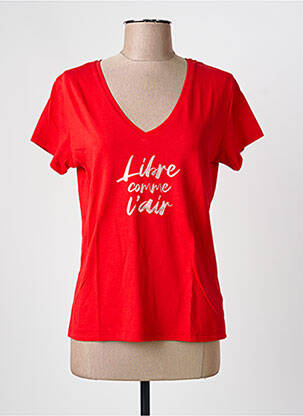 T-shirt col v manches courtes rouge I.CODE (By IKKS) femme