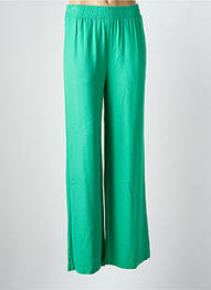 Pantalon large tissage crêpe taille haute vert MINIMUM femme