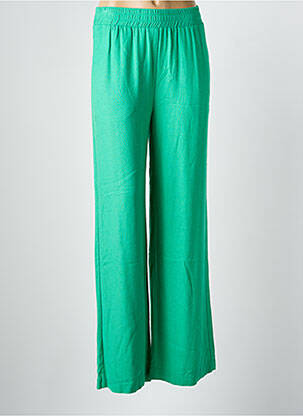 Pantalon large tissage crêpe taille haute vert MINIMUM femme