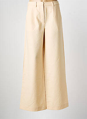 Pantalon large tissage crêpe taille haute beige MINIMUM femme