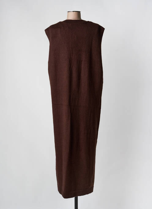 Robe pull coupe droite sans manche marron MINIMUM femme