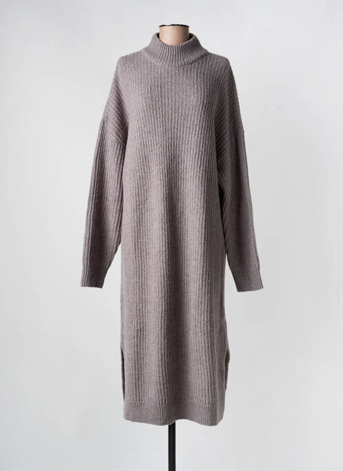 Robe pull col col montant manches longues gris MINIMUM femme