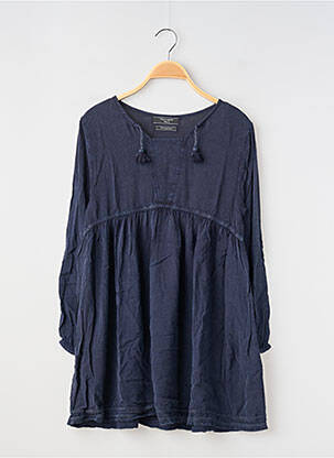 Robe mi-longue coupe évasée manches longues bleu TEDDY SMITH fille