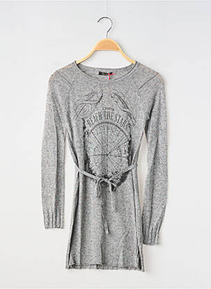 Robe mi-longue col rond manches longues gris CHIPIE fille