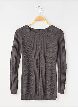 Pull finition bords-côtes manches longues gris TEDDY SMITH fille