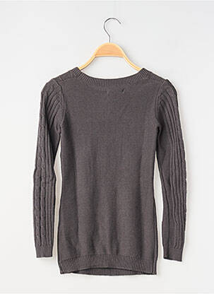 Pull finition bords-côtes manches longues gris TEDDY SMITH fille