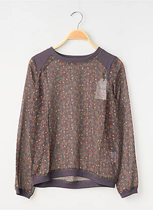 T-shirt col rond manches longues gris TEDDY SMITH fille