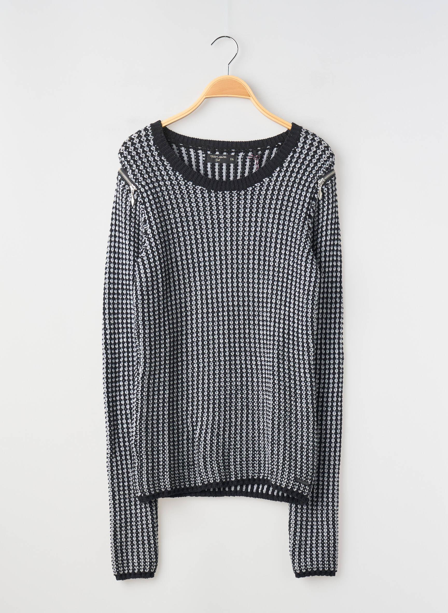 Pull coupe droite manches longues noir TEDDY SMITH fille