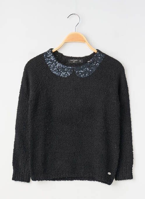 Pull coupe droite manches longues noir TEDDY SMITH fille