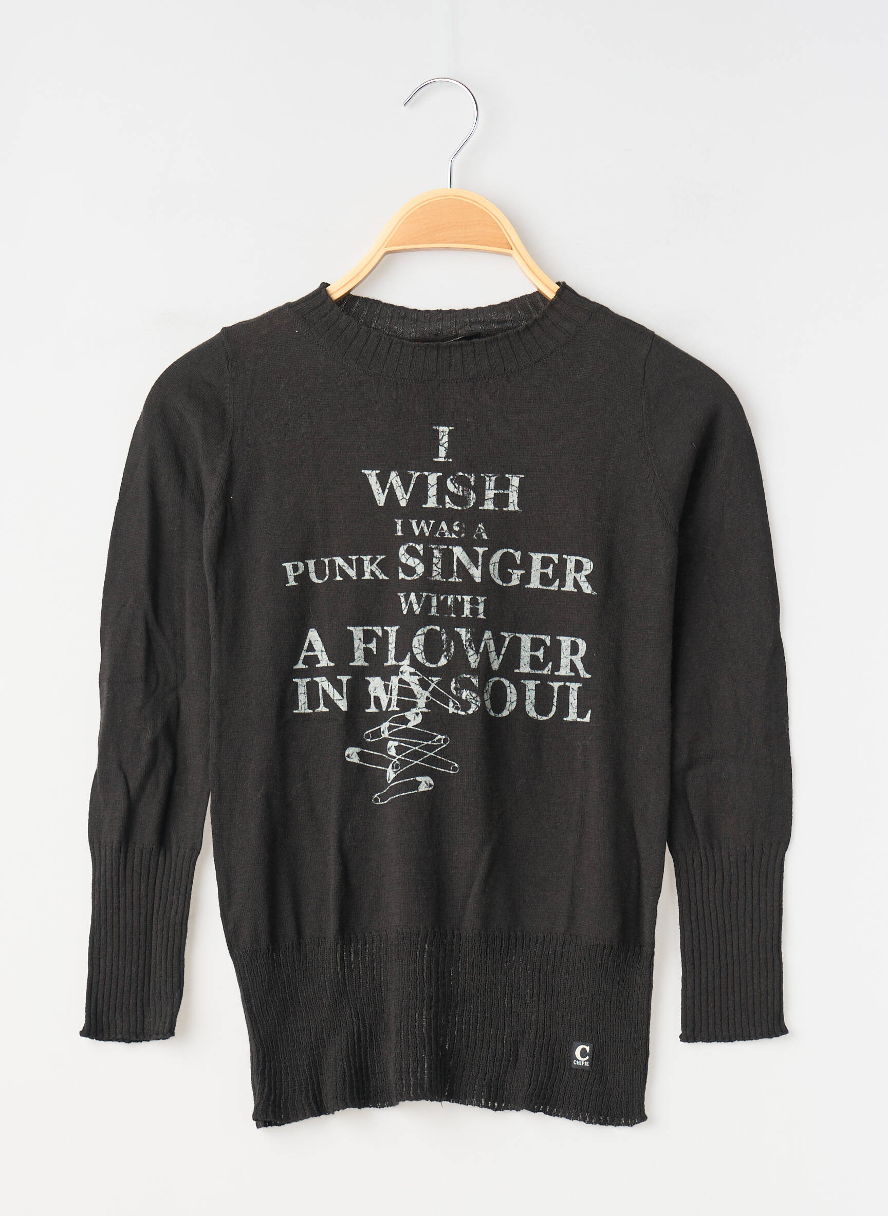 Pull resserrée sur le bas manches longues noir CHIPIE fille