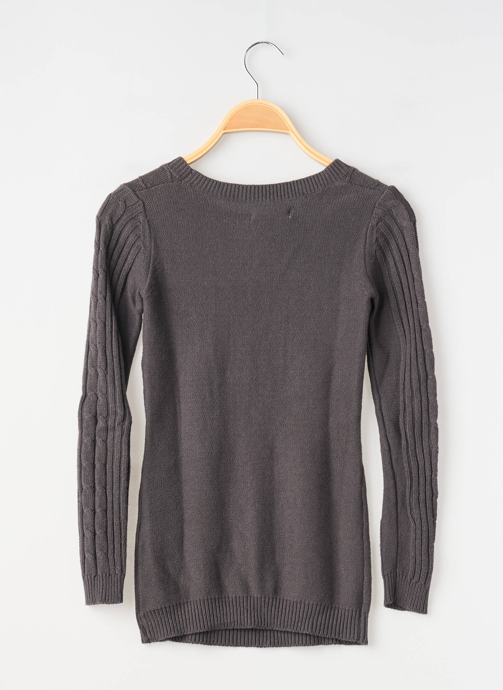 Pull finition bords-côtes manches longues gris TEDDY SMITH fille