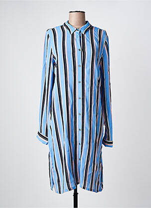 Robe mi-longue coupe fluide manches longues bleu KAFFE femme
