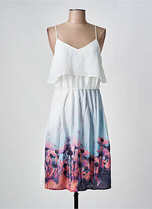 Robe mi-longue imprimé fantaisie fines bretelles blanc VERO MODA femme