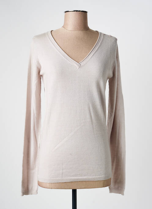 Pull coupe cintrée manches longues beige TEDDY SMITH femme