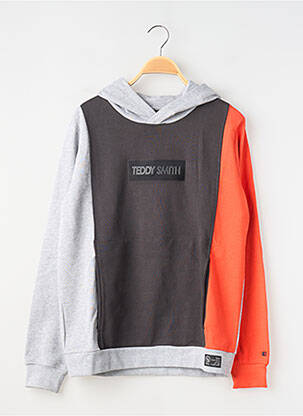 Sweat-shirt à capuche col v manches longues gris TEDDY SMITH garçon