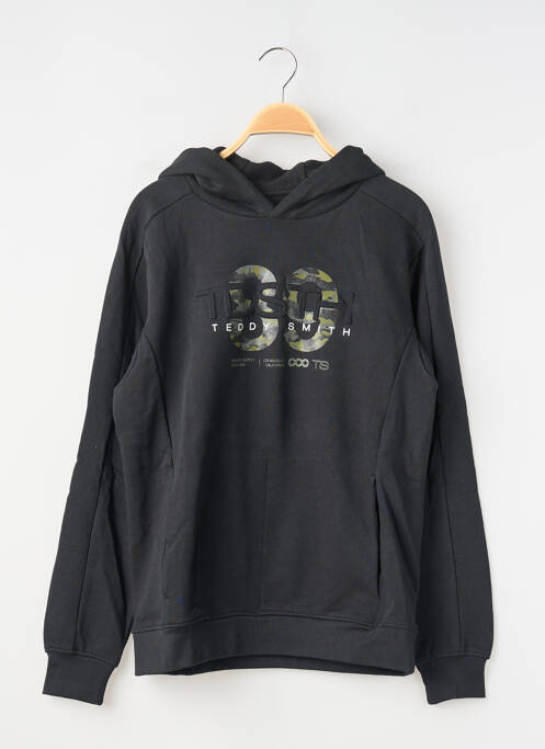 Sweat-shirt à capuche col v manches longues noir TEDDY SMITH garcon
