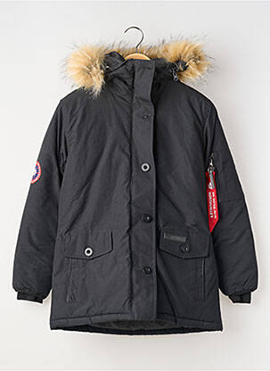 Parka poches a capuche noir NORTH VALLEY garçon