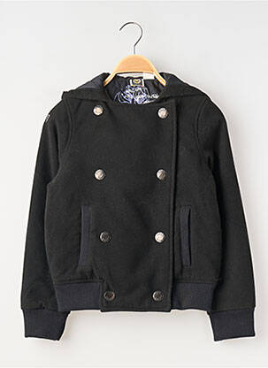 Manteau court col rond a capuche noir ROXY fille