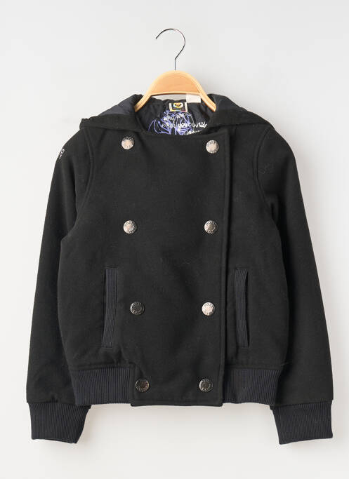 Manteau court col rond a capuche noir ROXY fille