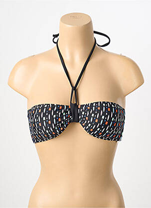 Haut de maillot de bain bretelles élastiquées ajustables haut soutien-gorge balconnet noir PIECES femme