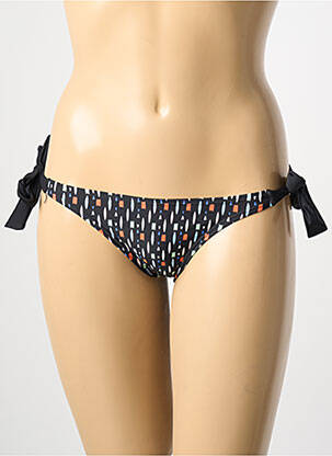 Bas de maillot de bain tissage satiné bikini noir PIECES femme