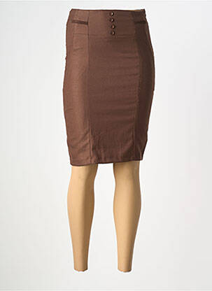 Jupe mi-longue fermeture zip latéral marron VERO MODA femme