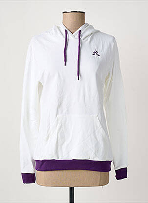 Sweat-shirt à capuche stretch manches longues blanc LE COQ SPORTIF femme