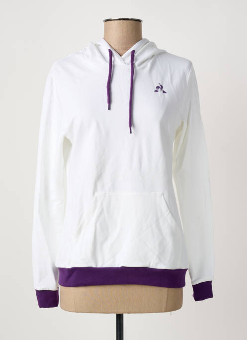 Sweat-shirt à capuche stretch manches longues blanc LE COQ SPORTIF femme