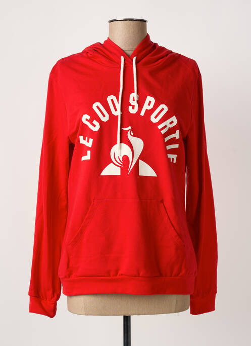 Sweat-shirt à capuche sérigraphie floquée manches longues rouge LE COQ SPORTIF femme