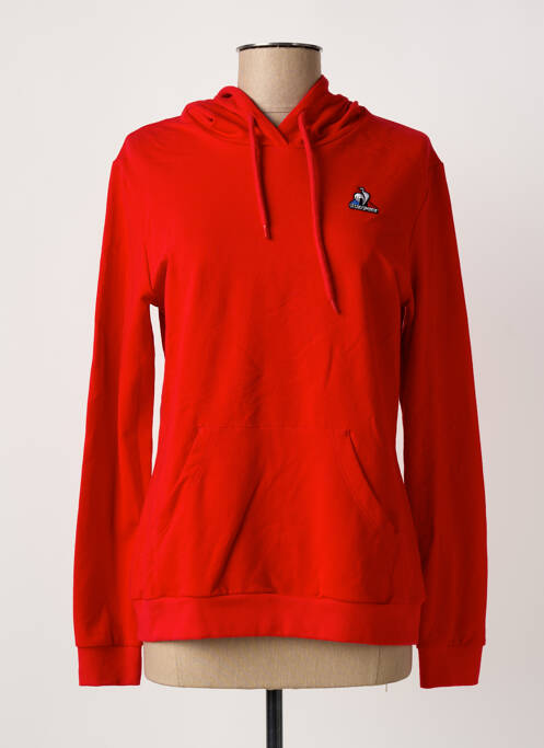 Sweat-shirt à capuche broderie manches longues rouge LE COQ SPORTIF femme
