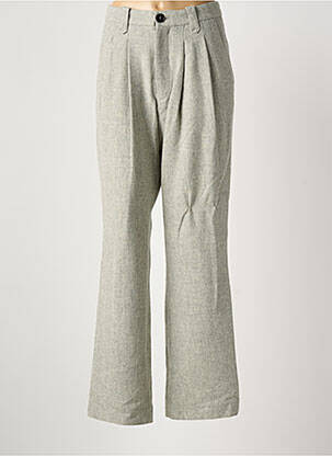 Pantalon droit fermeture zippée sous rabat boutonné gris LAURENCE BRAS femme