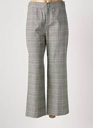 Pantalon droit fermeture zippée sous rabat boutonné gris ROSEANNA femme