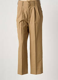 Pantalon droit fermeture zippée sous rabat avec crochet beige LAURENCE BRAS femme