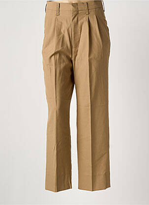 Pantalon droit fermeture zippée sous rabat avec crochet beige LAURENCE BRAS femme
