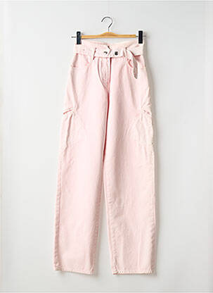 Pantalon droit fermeture zippée sous rabat boutonné rose IRO femme