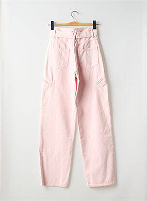 Pantalon droit fermeture zippée sous rabat boutonné rose IRO femme