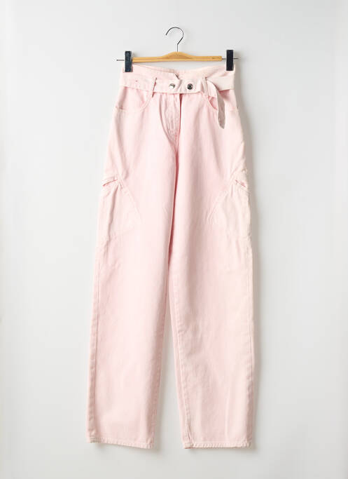 Pantalon droit fermeture zippée sous rabat boutonné rose IRO femme